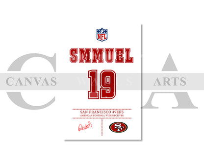 Deebo Samuel Canvas Wall Art - NFL Jersey Poster | Canvas Frame Ready To Hang