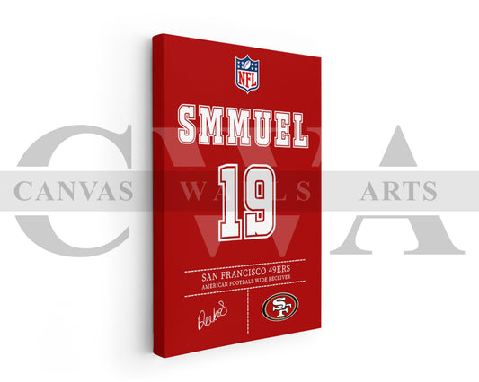 Deebo Samuel Canvas Wall Art - NFL Jersey Poster | American Football Canvas Print