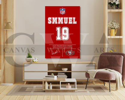 Deebo Samuel Canvas Wall Art - NFL Jersey Poster | American Football Canvas Print