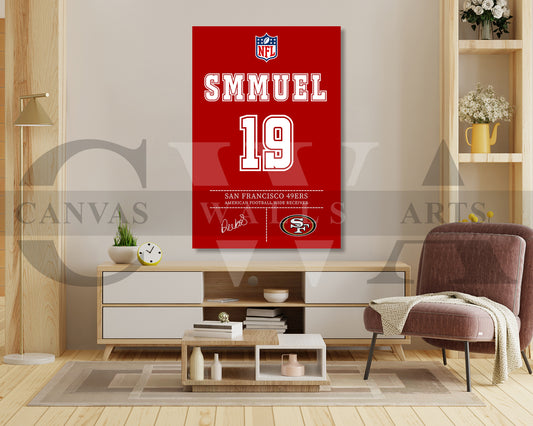 Deebo Samuel Canvas Wall Art - NFL Jersey Poster | American Football Canvas Print