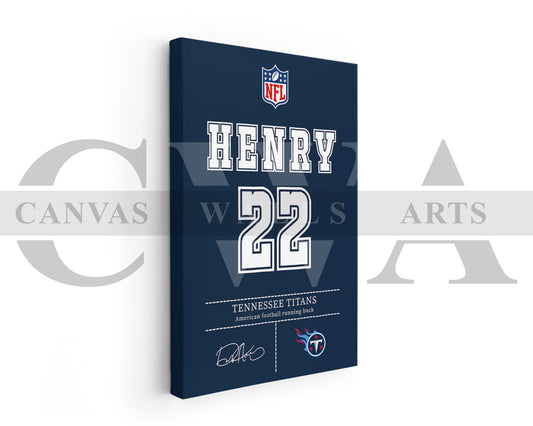 Derrick Henry Canvas Wall Art - NFL Jersey Poster | American Football Canvas Print