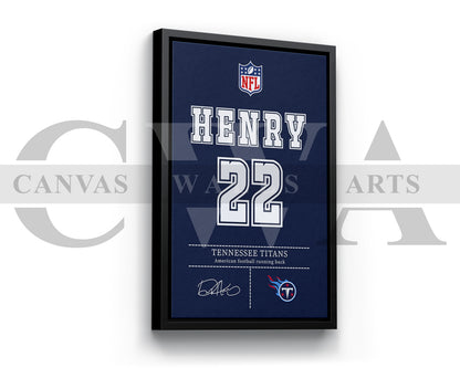 Derrick Henry Canvas Wall Art - NFL Jersey Poster | American Football Canvas Print