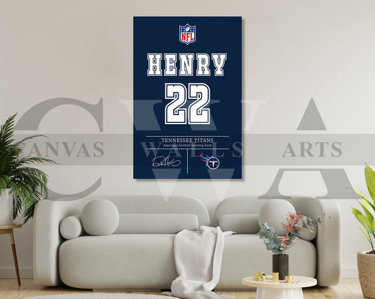 Derrick Henry Canvas Wall Art - NFL Jersey Poster | American Football Canvas Print