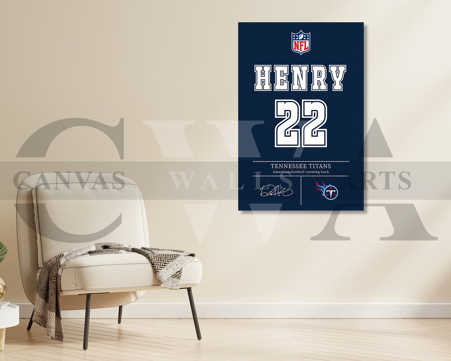 Derrick Henry Canvas Wall Art - NFL Jersey Poster | American Football Canvas Print