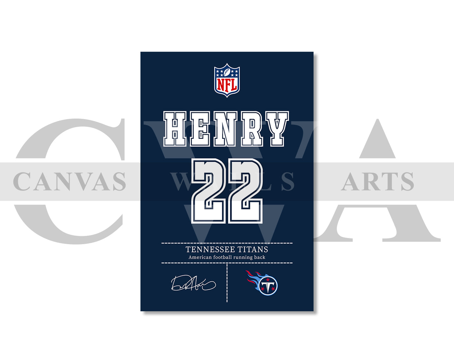 Derrick Henry Canvas Wall Art - NFL Jersey Poster | American Football Canvas Print