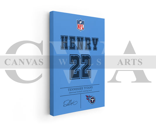 Derrick Henry Canvas Wall Art - NFL Jersey Poster | American Football Canvas Wall Art