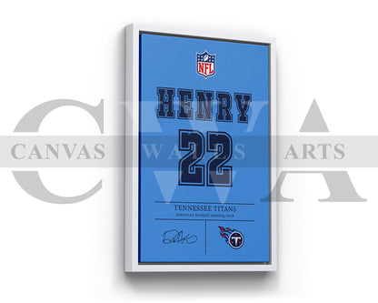 Derrick Henry Canvas Wall Art - NFL Jersey Poster | American Football Canvas Wall Art