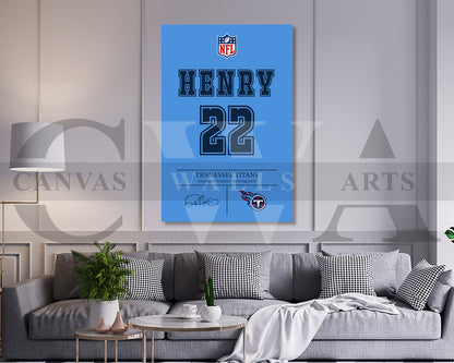 Derrick Henry Canvas Wall Art - NFL Jersey Poster | American Football Canvas Wall Art