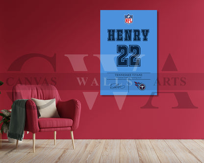 Derrick Henry Canvas Wall Art - NFL Jersey Poster | American Football Canvas Wall Art