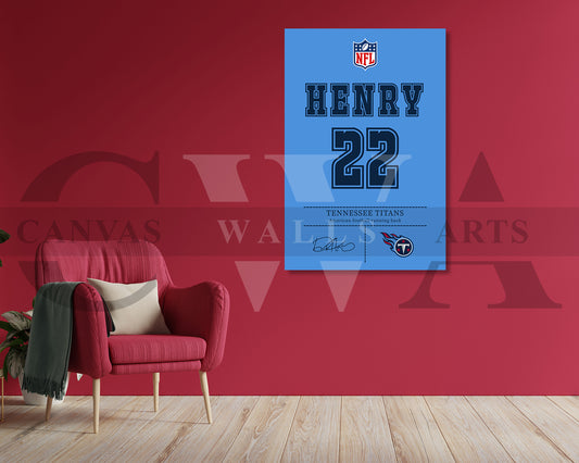 Derrick Henry Canvas Wall Art - NFL Jersey Poster | American Football Canvas Wall Art