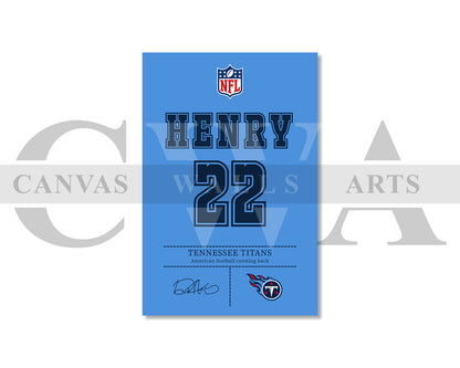 Derrick Henry Canvas Wall Art - NFL Jersey Poster | American Football Canvas Wall Art
