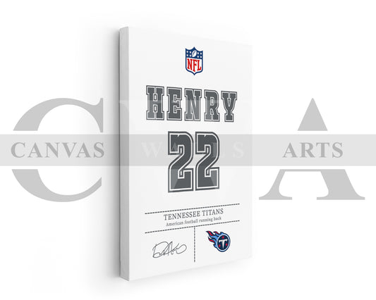 Derrick Henry Canvas Wall Art - NFL Jersey Poster | Sports Canvas Wall Art