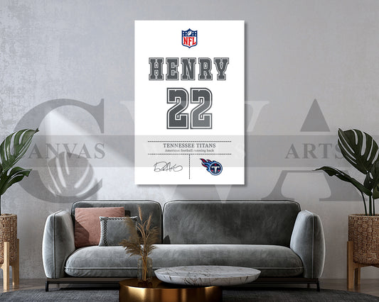 Derrick Henry Canvas Wall Art - NFL Jersey Poster | Sports Canvas Wall Art