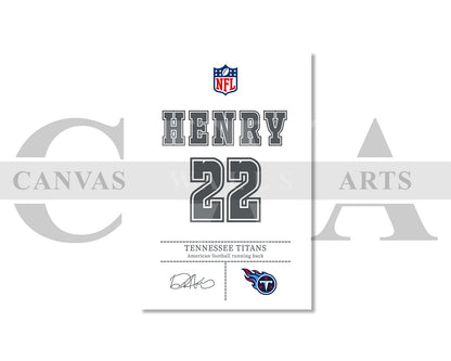 Derrick Henry Canvas Wall Art - NFL Jersey Poster | Sports Canvas Wall Art
