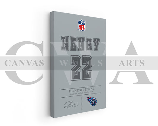 Derrick Henry Canvas Wall Art - NFL Jersey Poster | Sports Canvas Frame Ready To Hang