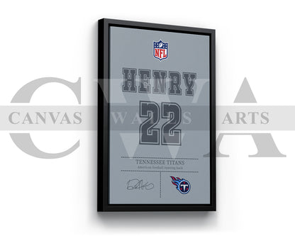 Derrick Henry Canvas Wall Art - NFL Jersey Poster | Sports Canvas Frame Ready To Hang