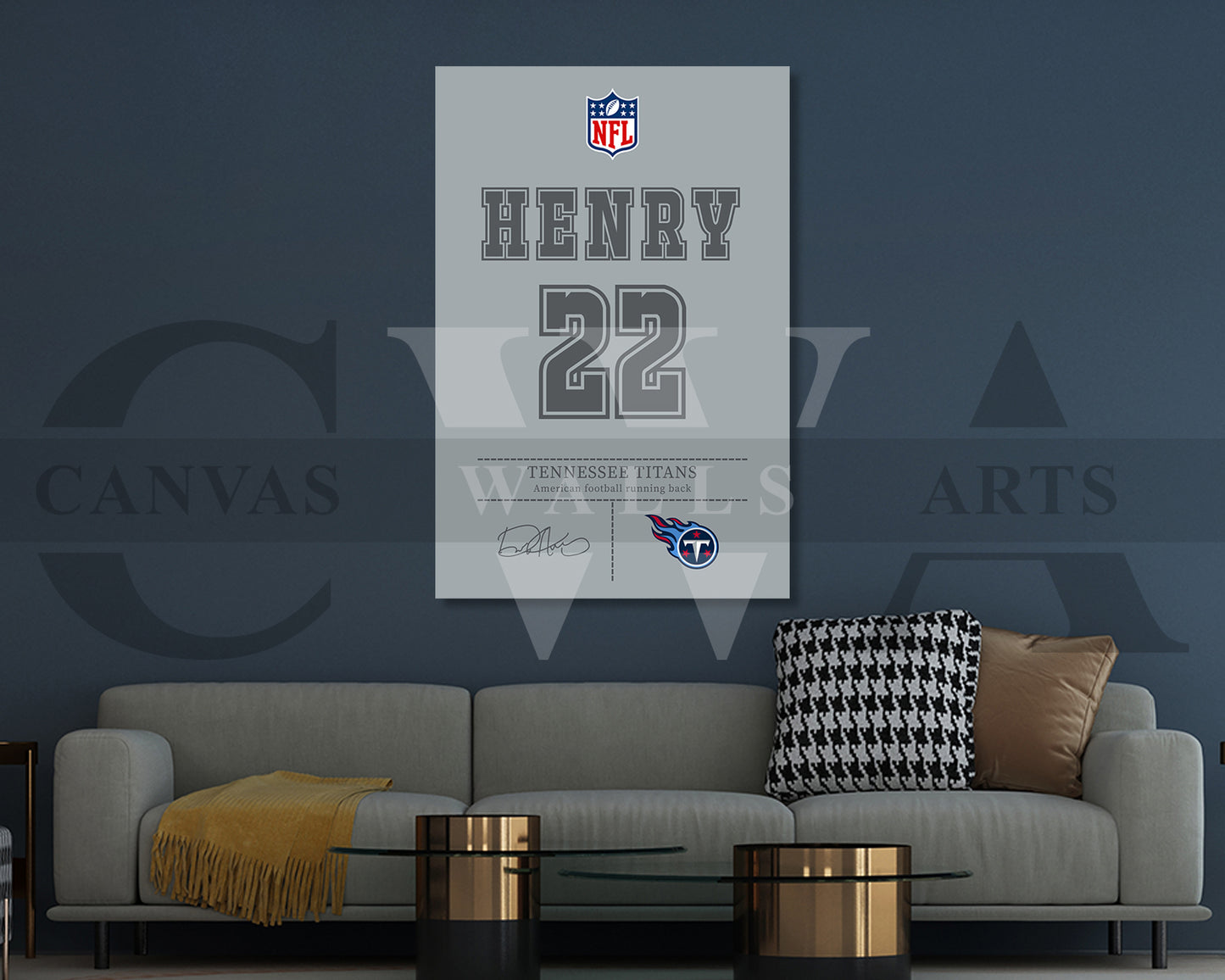 Derrick Henry Canvas Wall Art - NFL Jersey Poster | Sports Canvas Frame Ready To Hang