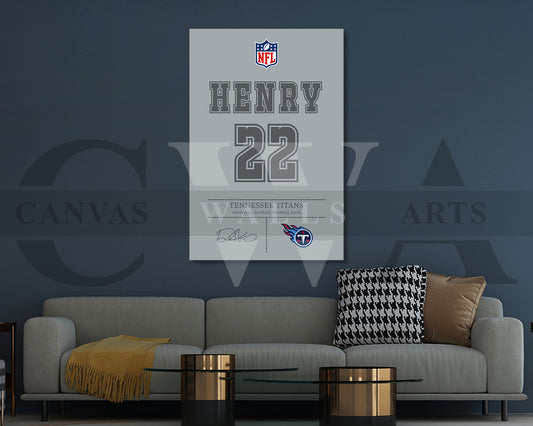 Derrick Henry Canvas Wall Art - NFL Jersey Poster | Sports Canvas Frame Ready To Hang