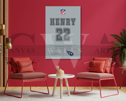 Derrick Henry Canvas Wall Art - NFL Jersey Poster | Sports Canvas Frame Ready To Hang