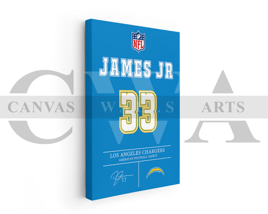 Derwin James Canvas Wall Art - NFL Jersey Poster | Sports Canvas Wall Art