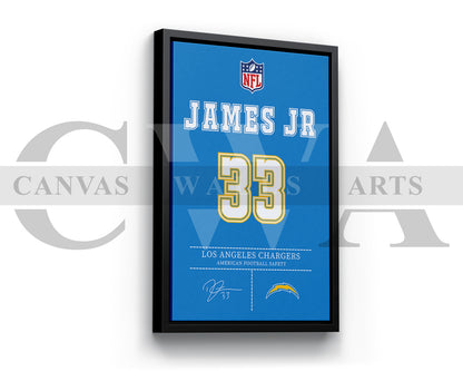 Derwin James Canvas Wall Art - NFL Jersey Poster | Sports Canvas Wall Art