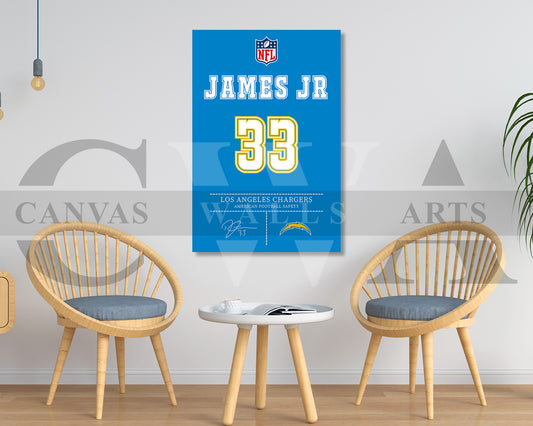 Derwin James Canvas Wall Art - NFL Jersey Poster | Sports Canvas Wall Art
