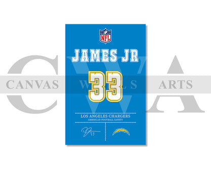 Derwin James Canvas Wall Art - NFL Jersey Poster | Sports Canvas Wall Art