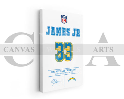 Derwin James Canvas Wall Art - NFL Jersey Poster | American Football Sports Canvas Wall Art