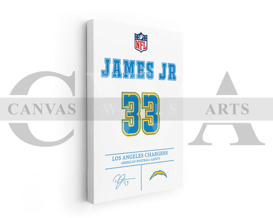 Derwin James Canvas Wall Art - NFL Jersey Poster | American Football Sports Canvas Wall Art