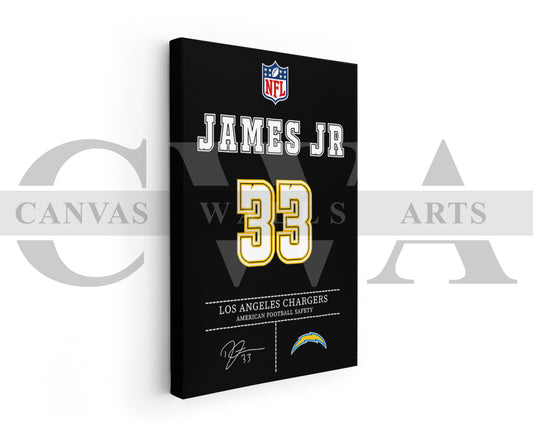 Derwin James Canvas Wall Art - NFL Jersey Poster | Canvas Frame Ready To Hang