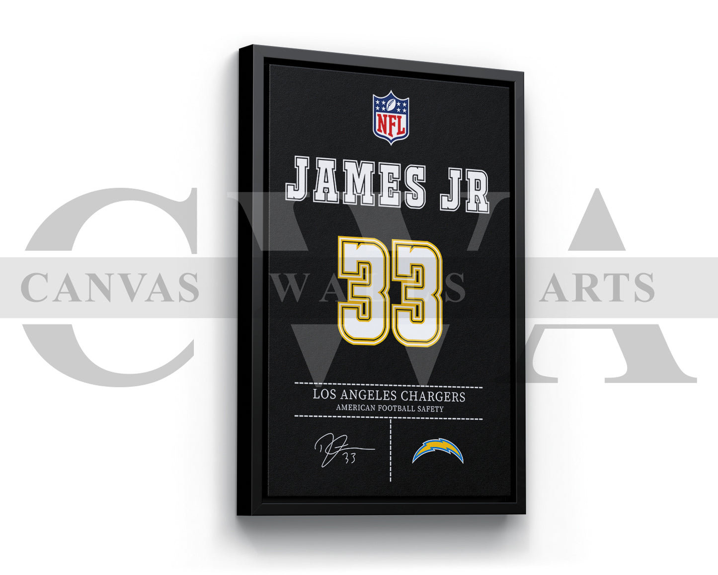 Derwin James Canvas Wall Art - NFL Jersey Poster | Canvas Frame Ready To Hang