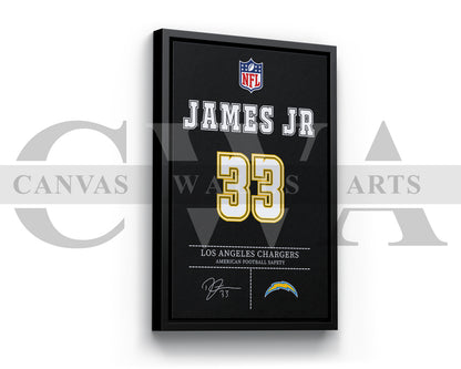 Derwin James Canvas Wall Art - NFL Jersey Poster | Canvas Frame Ready To Hang