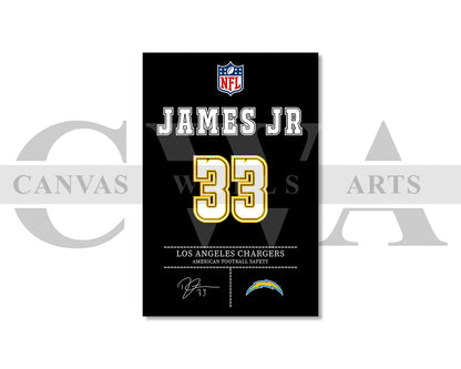 Derwin James Canvas Wall Art - NFL Jersey Poster | Canvas Frame Ready To Hang