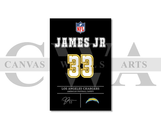 Derwin James Canvas Wall Art - NFL Jersey Poster | Canvas Frame Ready To Hang