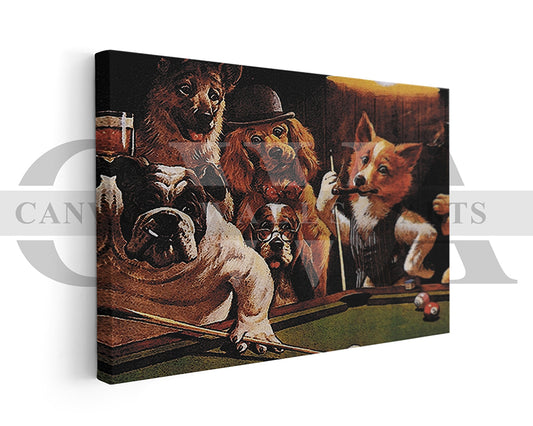 Dog Pool Painting Canvas Wall Art Animal Poster Frame