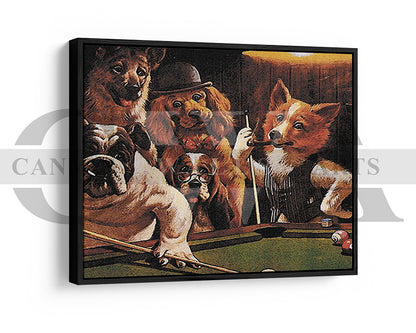 Dog Pool Painting Canvas Wall Art Animal Poster Frame