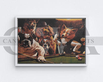 Dog Pool Painting Canvas Wall Art Animal Poster Frame
