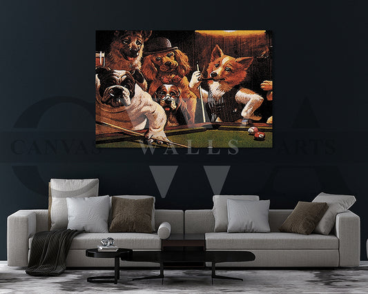 Dog Pool Painting Canvas Wall Art Animal Poster Frame