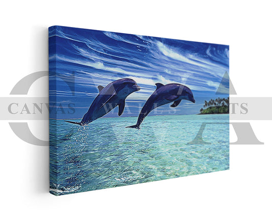 Dolphin Painting Canvas Wall Art Animal Poster Print