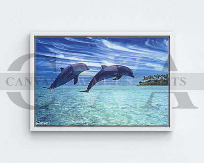 Dolphin Painting Canvas Wall Art Animal Poster Print