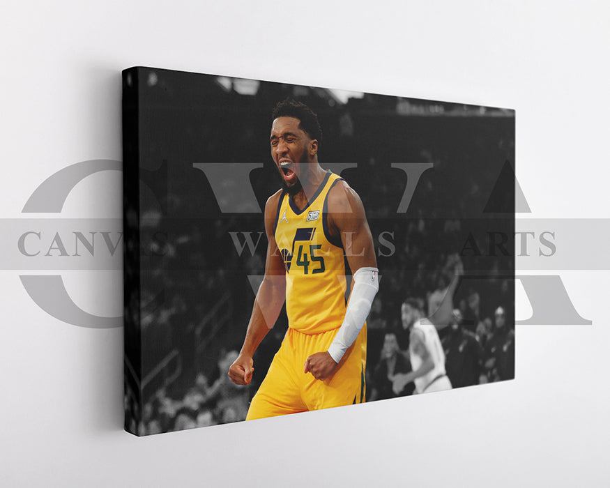Donovan Mitchell Black & White Canvas Art Basketball Canvas Wall Art