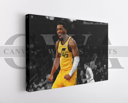 Donovan Mitchell Black & White Canvas Art Basketball Canvas Wall Art