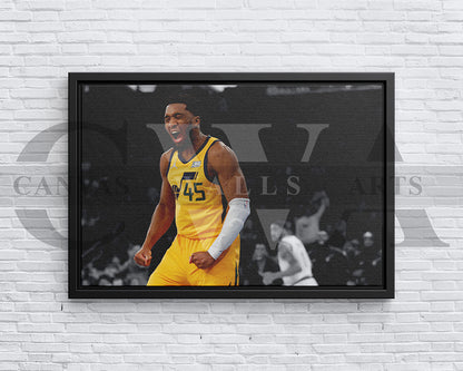 Donovan Mitchell Black & White Canvas Art Basketball Canvas Wall Art
