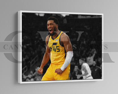 Donovan Mitchell Black & White Canvas Art Basketball Canvas Wall Art