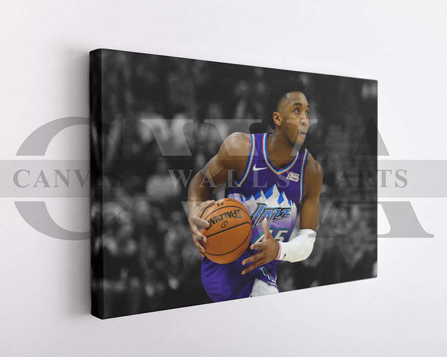 Donovan Mitchell Black & White Canvas Art Basketball Canvas Wall Art