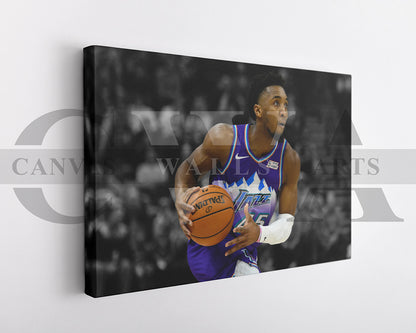 Donovan Mitchell Black & White Canvas Art Basketball Canvas Wall Art