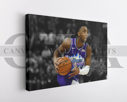 Donovan Mitchell Black & White Canvas Art Basketball Canvas Wall Art