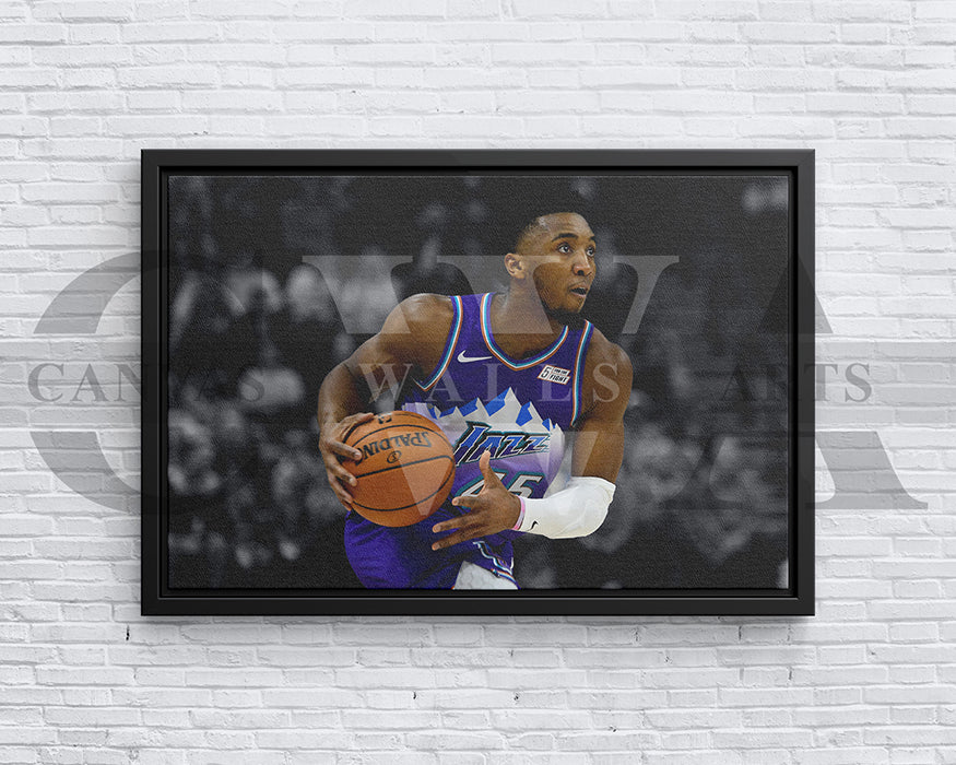 Donovan Mitchell Black & White Canvas Art Basketball Canvas Wall Art