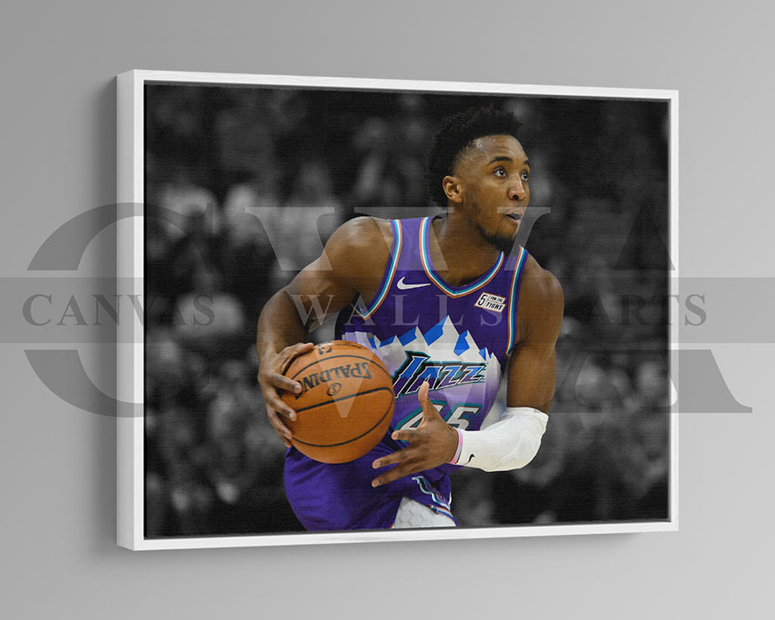 Donovan Mitchell Black & White Canvas Art Basketball Canvas Wall Art