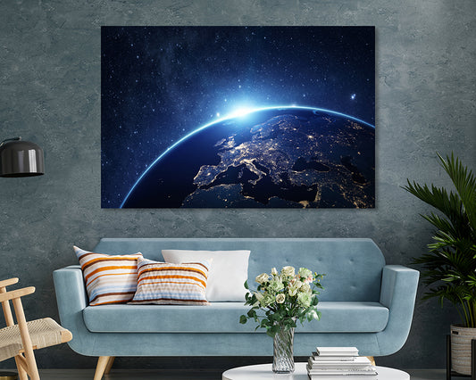 Earth Galaxy Canvas Wall Art